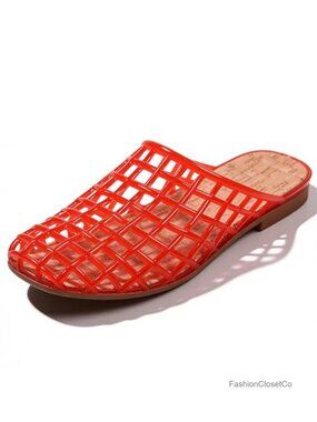 Women's Clear Jelly Flat Slide Sandals Breathable Mesh Comfort Closed Round Toe
